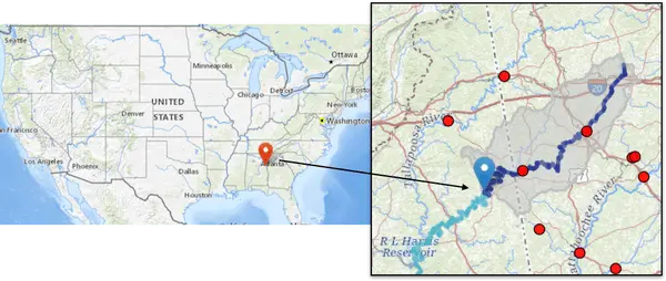 Drainage area for CEATI forecast basin, Map credit: USGS