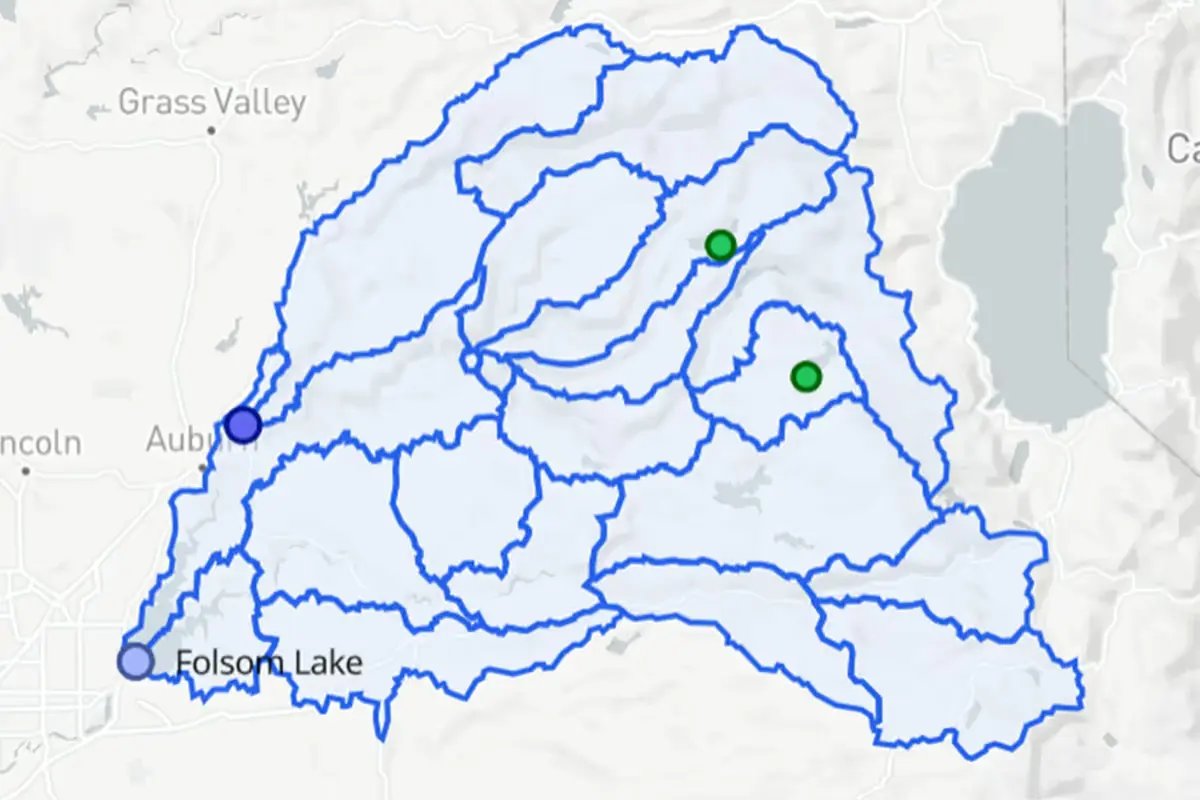Visualize the full contributing drainage area for your forecast points 